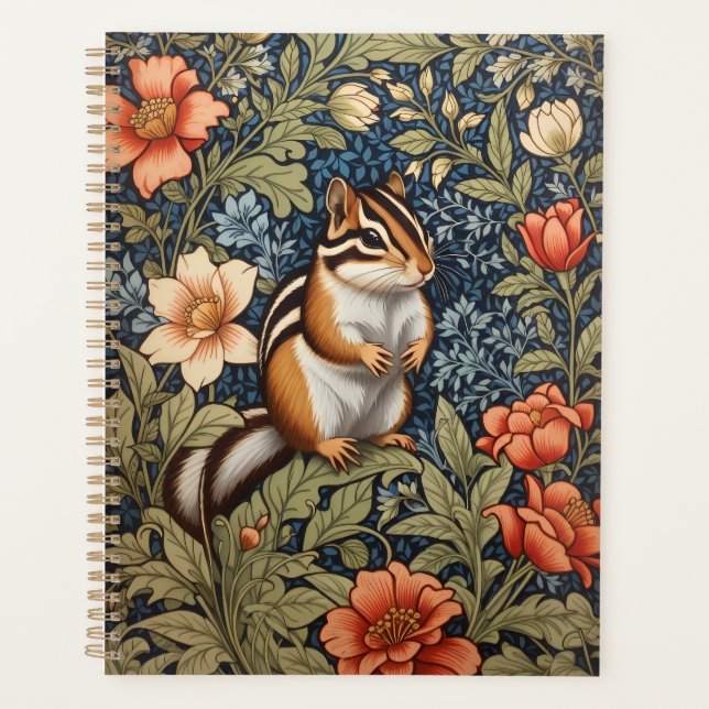 Agenda Cute Chipmunk William Morris Inspiró Floral (Anverso)