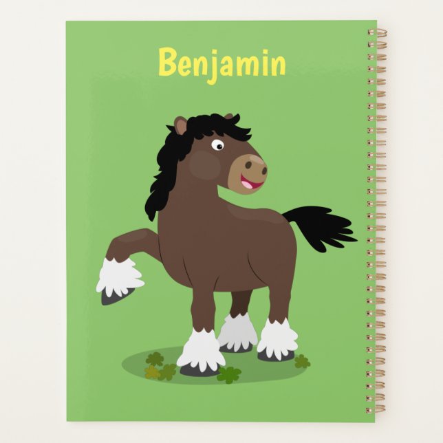 Agenda Cute Clydesdale personalizado de caballo ilustraci (Reverso)