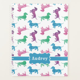 Agenda Cute Dachshunds Nombre personalizado Colores Paste