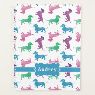 Agenda Cute Dachshunds Nombre personalizado Colores Paste