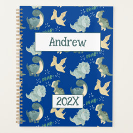 Agenda Cute Dinosaur Personalizado Blue 2024 Sin Fecha