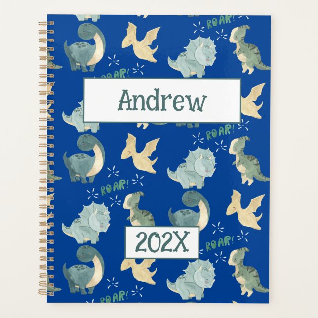 Agenda Cute Dinosaur Personalizado Blue 2024 Sin Fecha (Anverso)