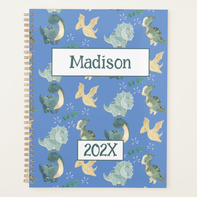 Agenda Cute Dinosaur Personalizado Light Blue 2024 Sin Fe (Anverso)