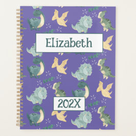 Agenda Cute Dinosaur Personalizado Light Purple 2024