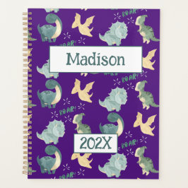 Agenda Cute Dinosaur Personalizado Purple 2024 Sin Fecha