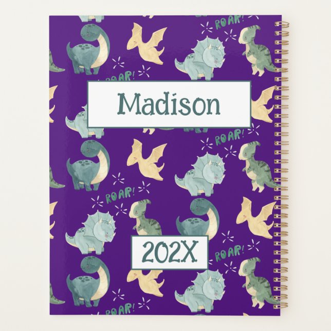 Agenda Cute Dinosaur Personalizado Purple 2024 Sin Fecha (Reverso)