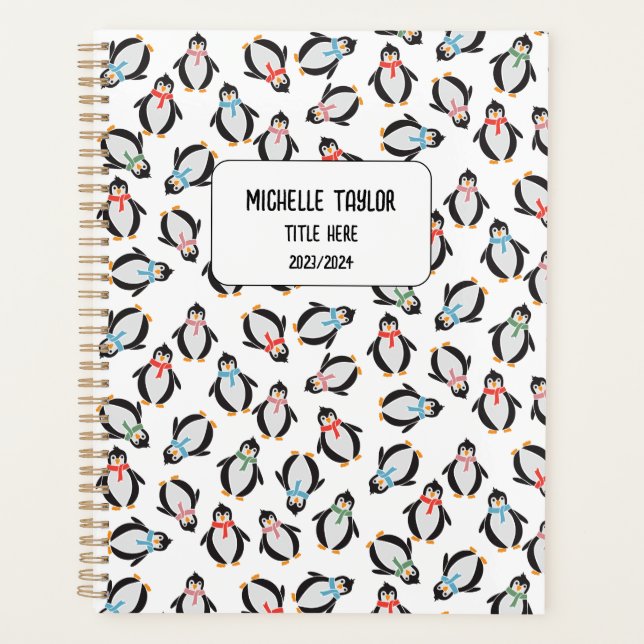 Agenda Cute Diversión Nieve Regalo Pingüinos Niños Amigo  (Anverso)