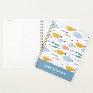 Agenda Cute Doodle School of Fish Pattern