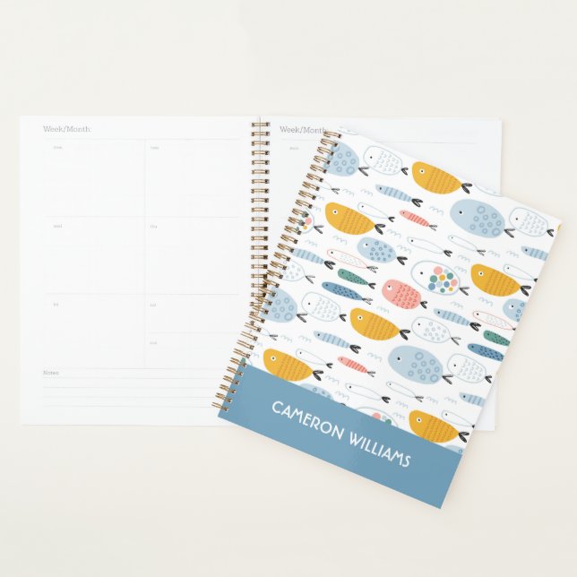 Agenda Cute Doodle School of Fish Pattern (Demostración)