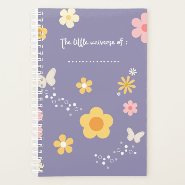 Agenda Cute Floral Journal Cover, Pastel Purple Notebook (Anverso)