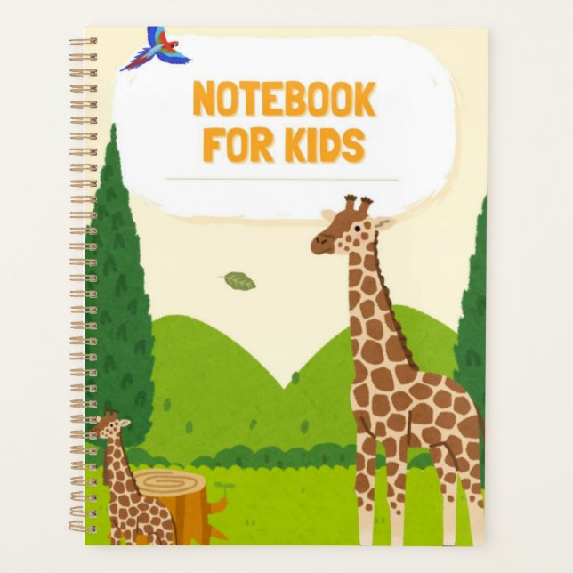 Agenda Cute Giraffe Notebook for Kids – Fun Animal Cover, (Anverso)