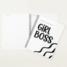 Agenda Cute Girl Boss Black and White Monogram Year