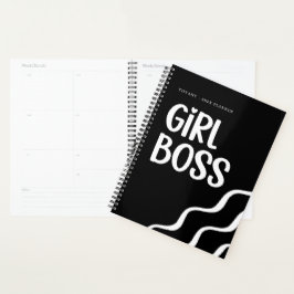 Agenda Cute Girl Boss Black and White Monogram Year