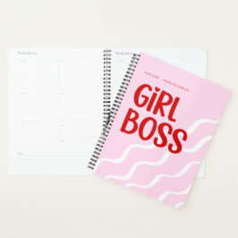Agenda Cute Girl Boss Pink and Red Monogram Year