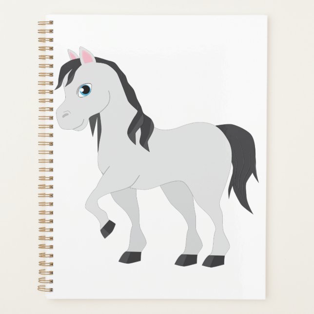 Agenda Cute Gray Pony Cartoon Whimsical Horse (Anverso)