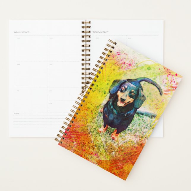 Agenda Cute Happy Dachshund Dog Head Face (Demostración)