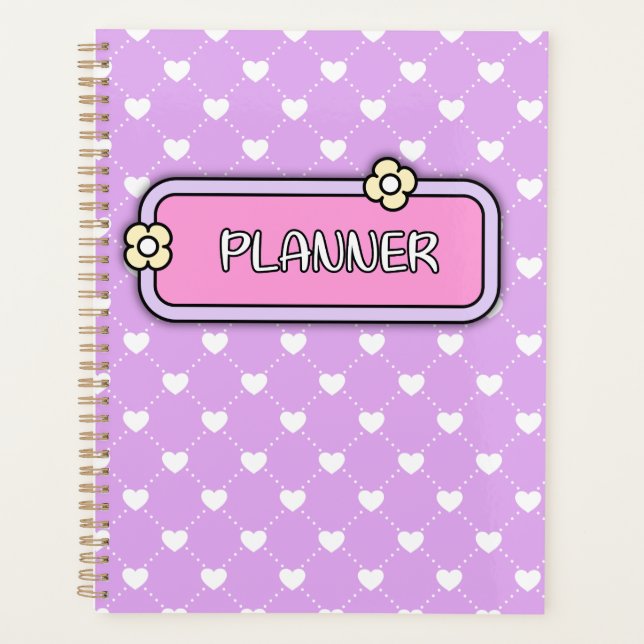 Agenda Cute Hearts Flower cover Planner (Anverso)