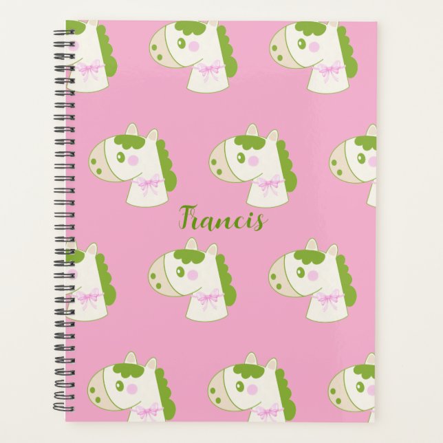 Agenda Cute Horses Personalized Pastel Planner (Anverso)