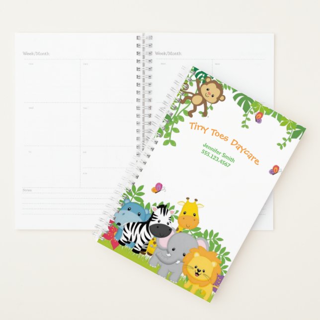 Agenda Cute Jungle Animals Child Daycare Business (Demostración)