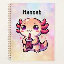 Cute Kawaii Axolotl con té de burbuja personalizad