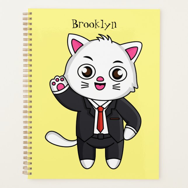 Agenda Cute kitten cat in business suit cartoon (Anverso)