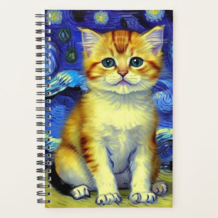 Agenda Cute Kitten Starry Night Van Gogh