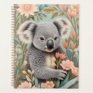 Agenda Cute Koala Elegant Pastel Floral