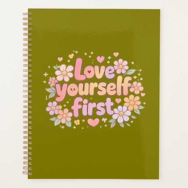 Agenda Cute Love Yourself Floral Quote Design | Gift Bag (Anverso)