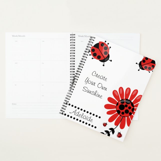 Agenda Cute Moderno Ladybug Rojo Personalizado (Demostración)