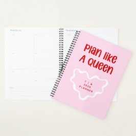 Agenda Cute Motivational Pink and Red Monogram Year