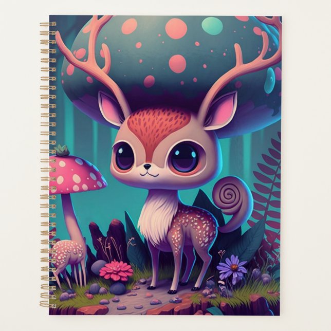 Agenda Cute Mushroom Deer Fantasy Art Planner (Anverso)