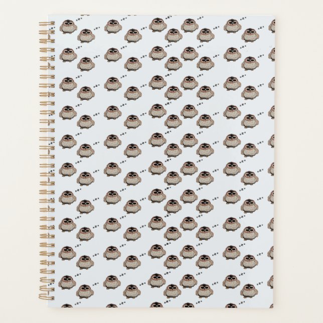 Agenda Cute Owl Pattern Pencil Sketch Planner (Anverso)