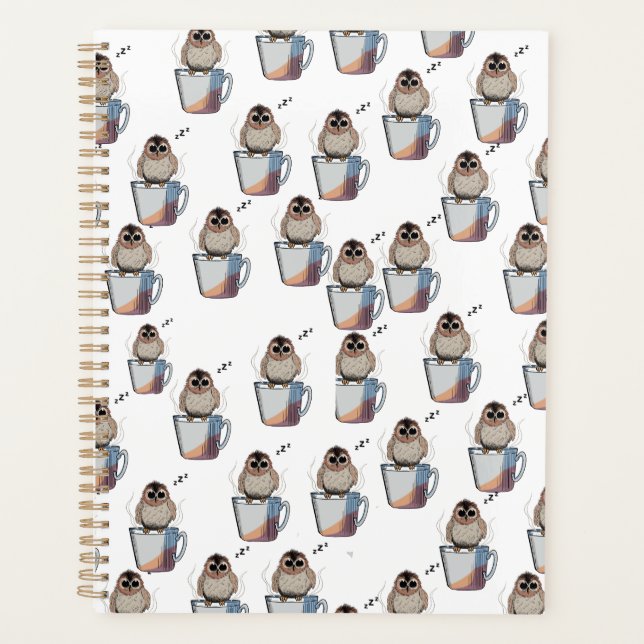 Agenda Cute Owl Pattern Pencil Sketch Planner (Anverso)