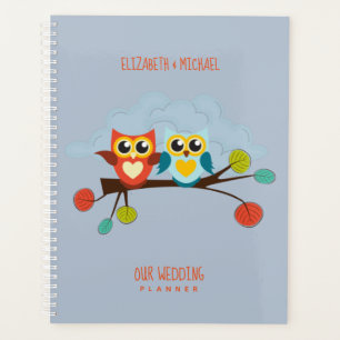 Agenda Cute OWLS Tema Boda Naranja Azul