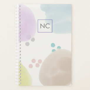 Agenda Cute Pastel Resumen Brotes de pincel Monograma