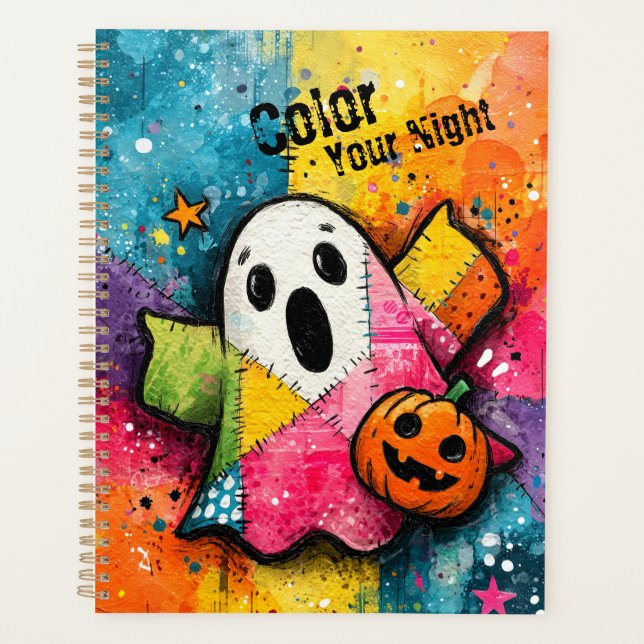 Agenda Cute Patchwork Ghost Colorful Splatter Art (Anverso)