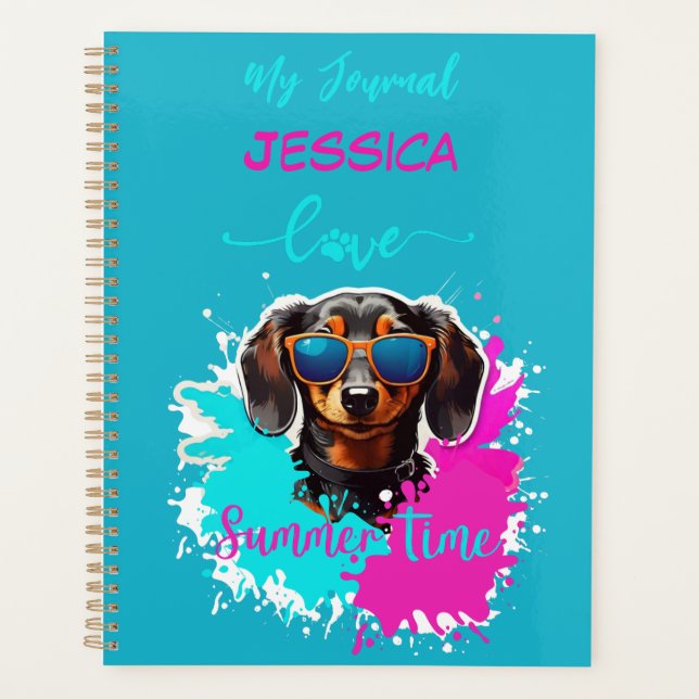 Agenda Cute Perro Paint Pink Blue Love Summer Time Planne (Anverso)