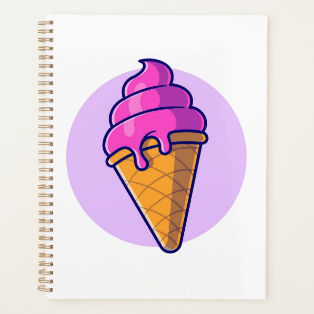 Agenda Cute Personalizado Ice Cream Cone (Anverso)