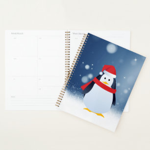 Agenda Cute pingüino con estrellas de nieve de los Navida
