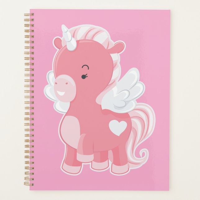 Agenda Cute Pink Flying Unicorn Pegacorn (Anverso)