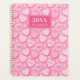Agenda Cute Pink Hearts 20XX Spiral
