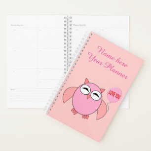Agenda Cute Pink Love You Owu Personalizado Planner