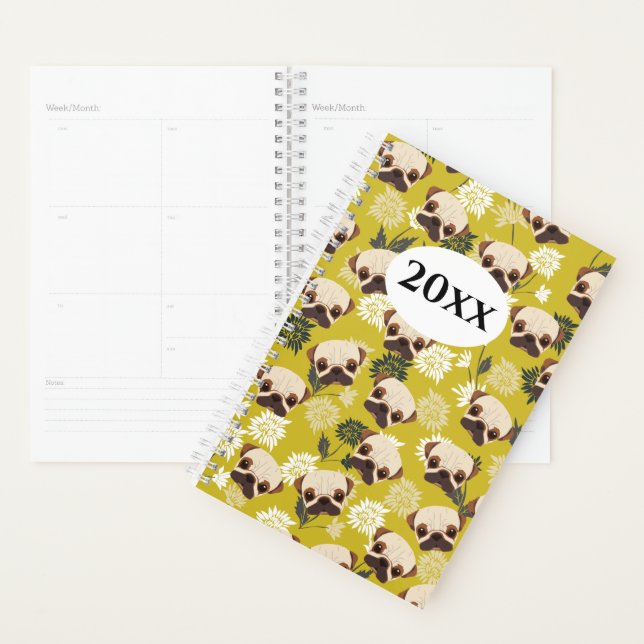 Agenda Cute Pug Planner Notebook (Demostración)
