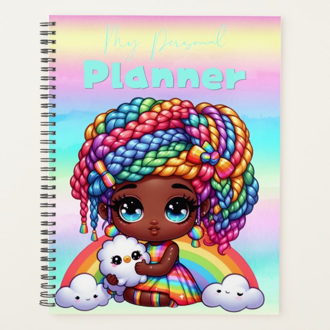 Agenda Cute Rainbow Chibi Chica "My Personal Planner" (Anverso)