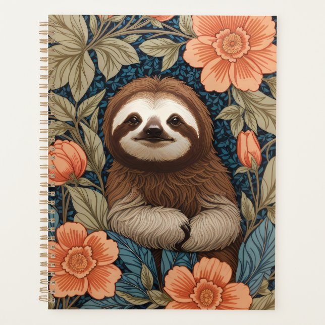 Agenda Cute Sloth Elegant Floral William Morris Inspired (Anverso)