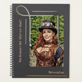 Agenda Cute Steampunk Warrior Heart Cita Diario Gris