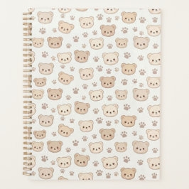 Agenda Cute Teddy Bear Pattern Notebook Cover Background