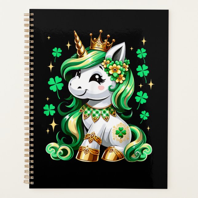 Agenda Cute Unicorn Shamrock St Patricks Day  (Anverso)