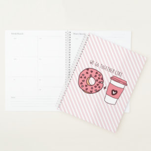 Agenda Cute, vamos juntos como donuts y café Valentine