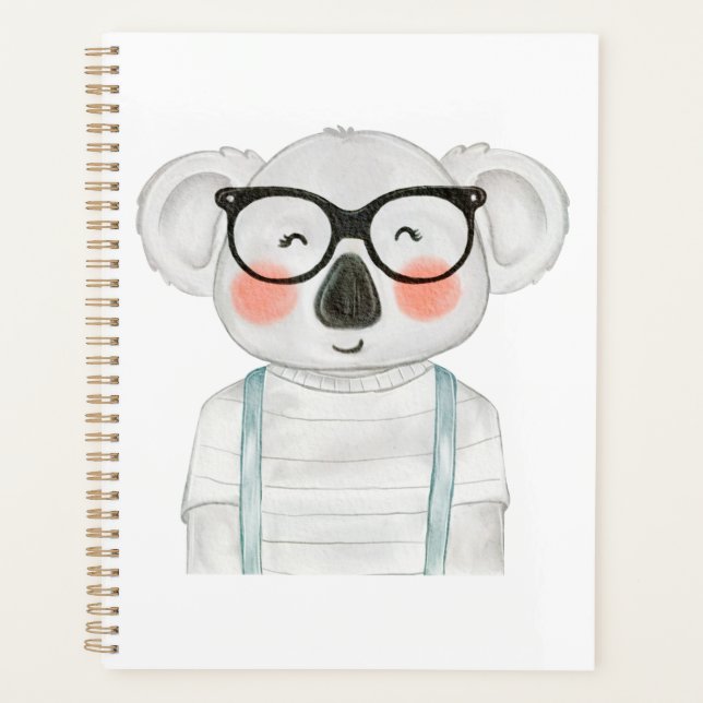 Agenda Cute Watercolor Koala with Glasses (Anverso)